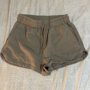 tan sweat shorts
